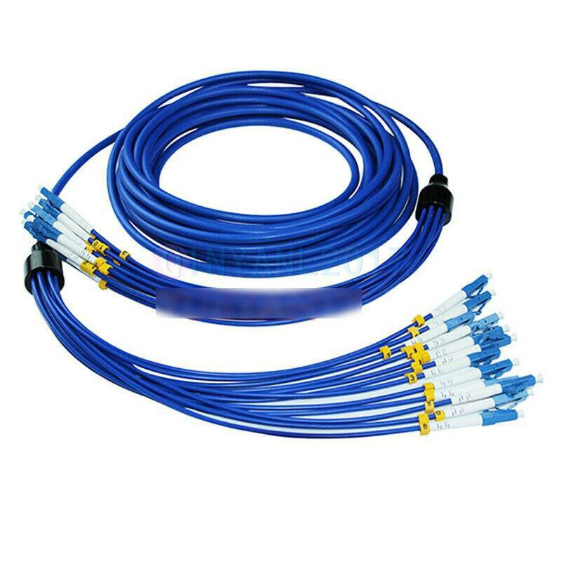 Indoor Armored Fiber Cable LC-LC 12 Strand SM 9/125 Single-Mode 10M NEW