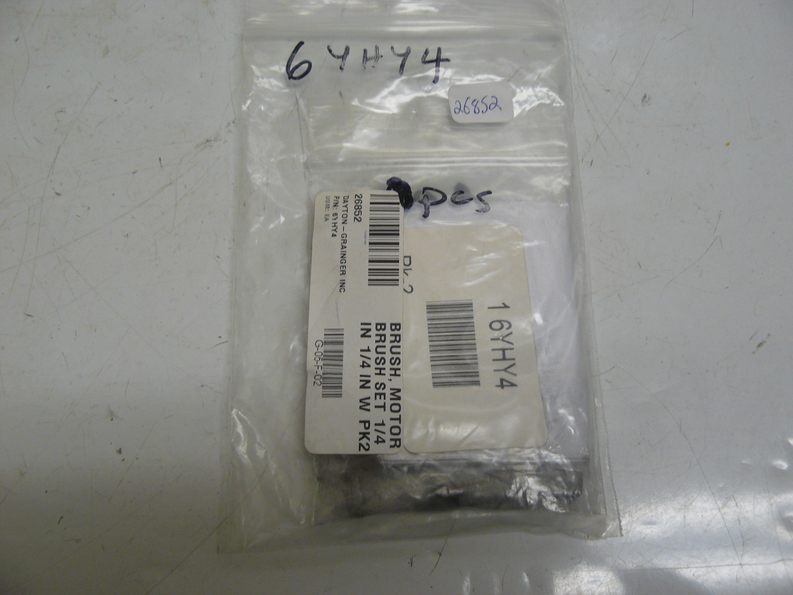 DAYTON 6YHY4 MOTOR BRUSH SET 1/4 INCH 1/4 INCH W PACK OF 2 NEW