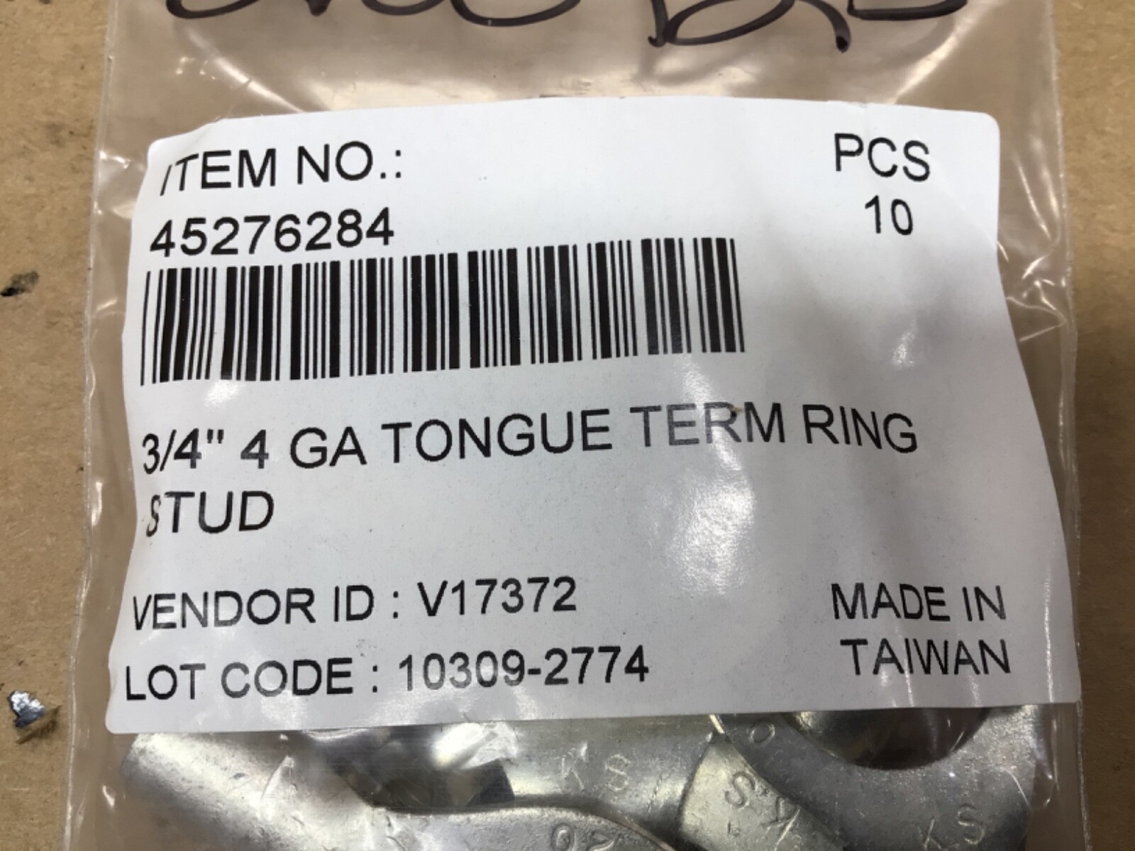 4527684 4GA 3/4” Tongue Term Ring Stud (Lot of 10) #4053K23IAC