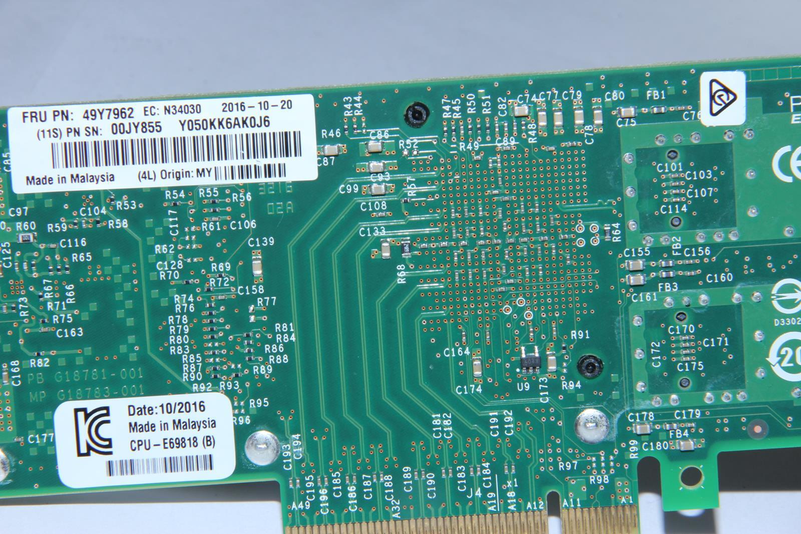 IBM 49Y7962 Intel X520-DA2 Dual Port SFP+ Network Adapter