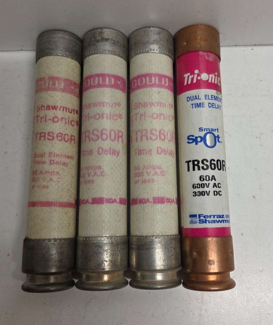 LOT OF 4 NEW NO BOX! SHAWMUT 60A 600V RK5 FUSES TRS60R