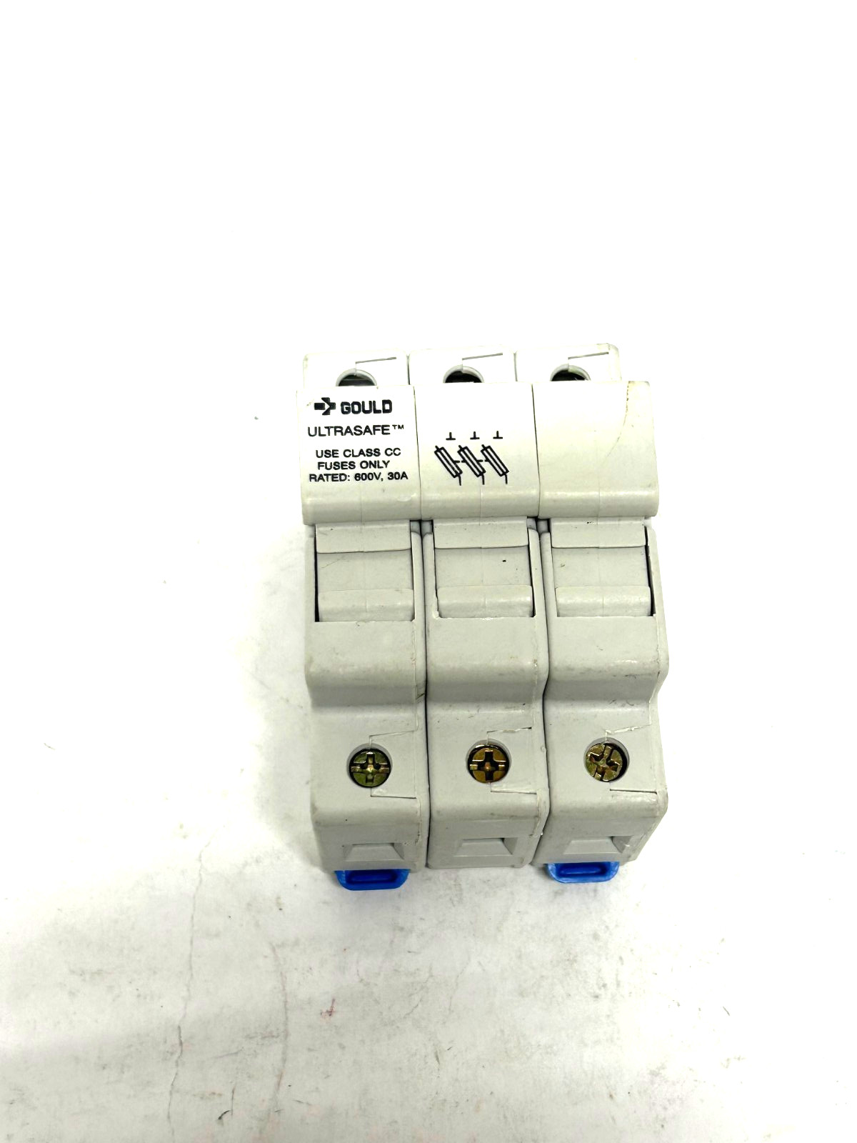 Gould UltraSafe USCC3 Class CC Fuse Holder 3 Pole 600V 30A 200kA DIN Rail