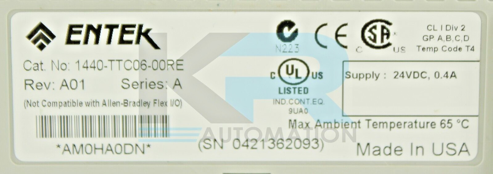 NEW Entek 1440-TTC06-00RE /A XM-362 Isolated Temperatur Module Rev A01