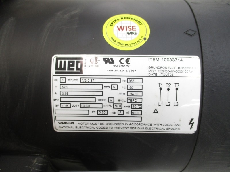GRUNDFOS A96082283-P10902050 CRI1-4A-CAB-IX-E-HQQE 575V .68A 232/248PSI NSMP