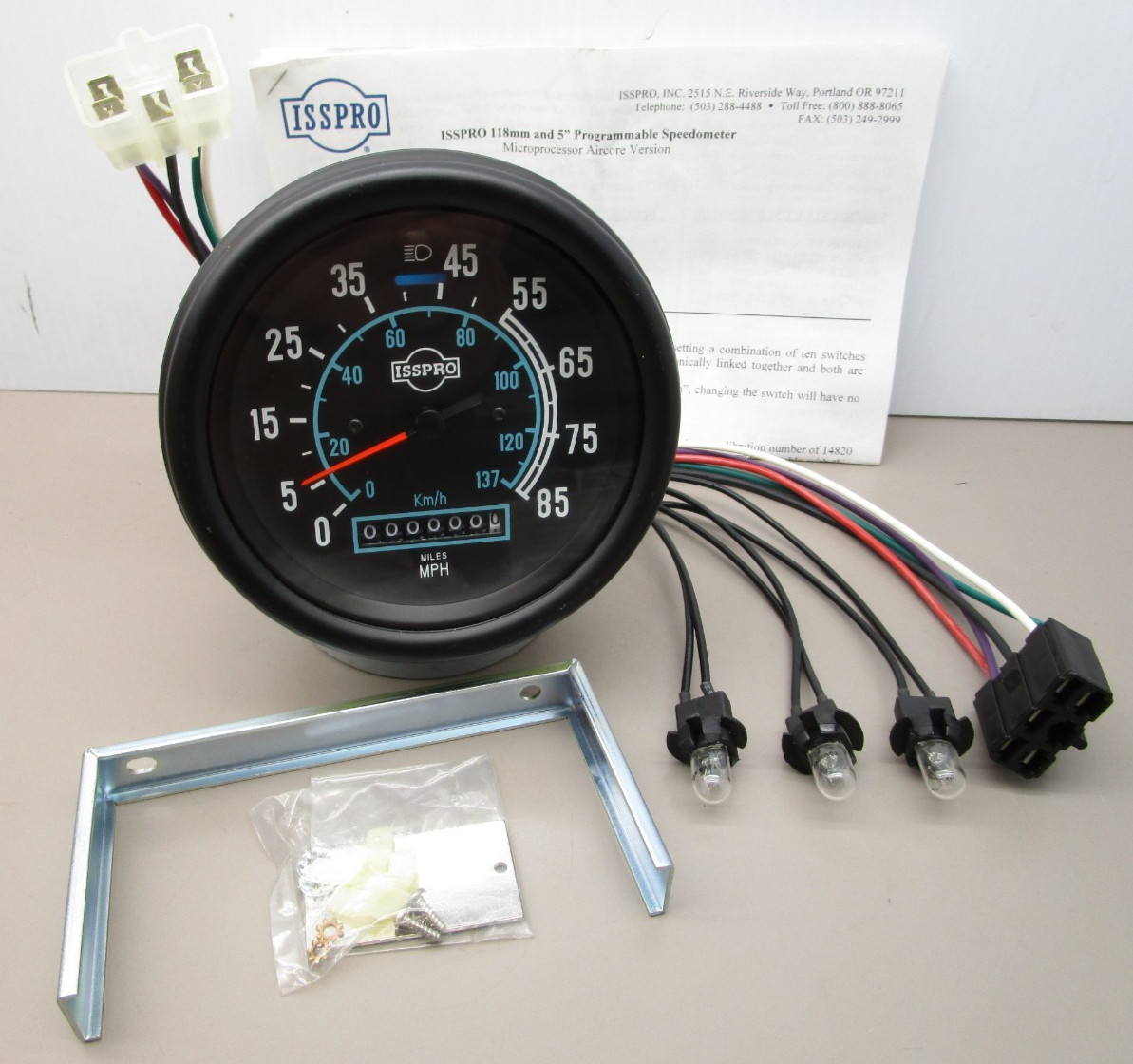 ISSPRO R8416 118mm 5″ Programable Speedometer Head 85 MPH