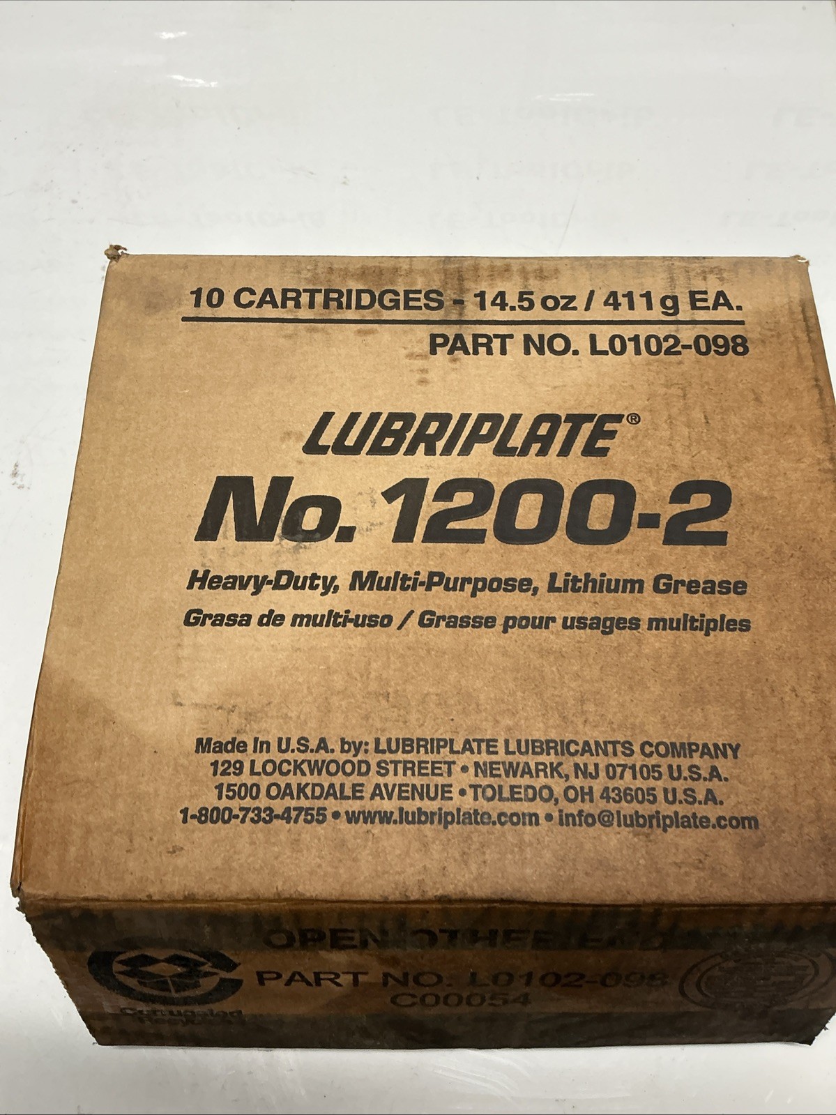 (10) Lubriplate No. 1200-2 Lithium Grease 14.5oz L0102-098 (Expired). Z-594S