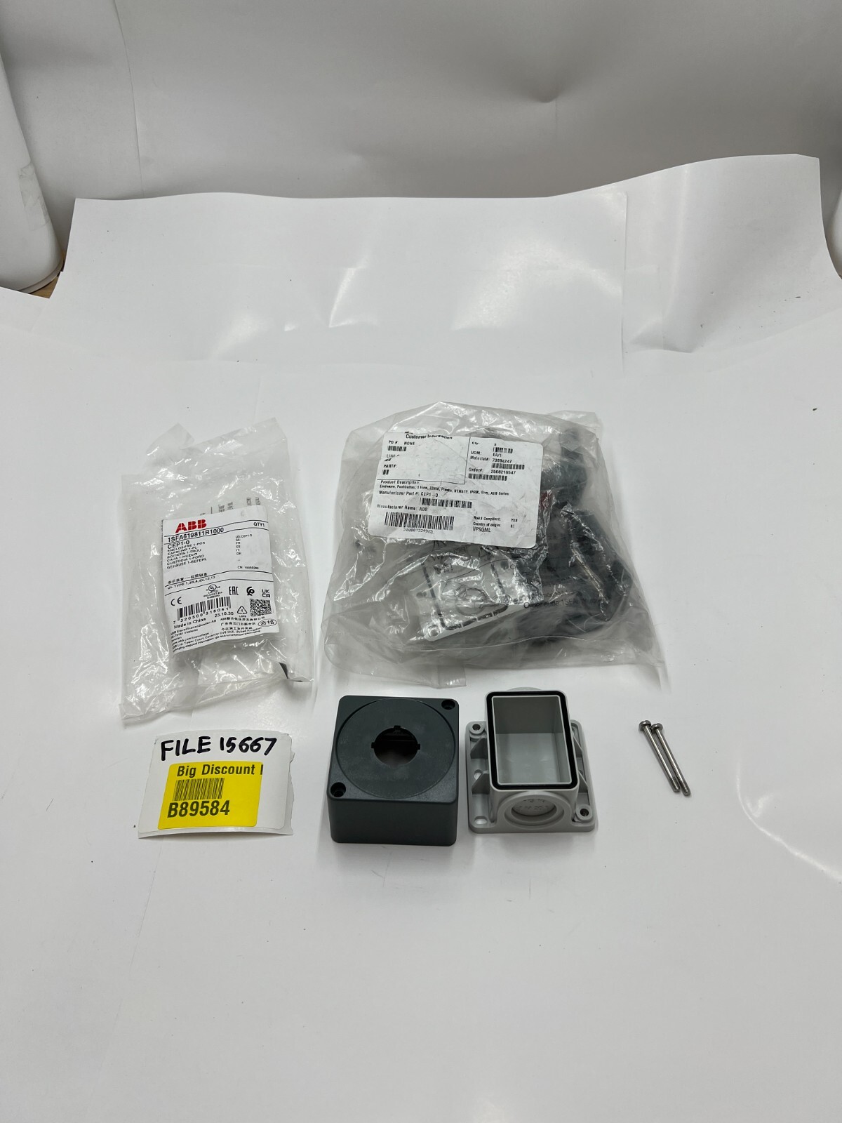 (QTY 3) ABB CEP1-0 Compact Push Button ESTOP BOX NEMA12 IP69K Gray ABB Series