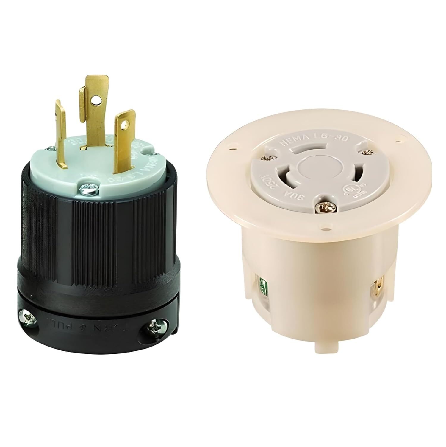 NEMA L6-30 Locking Plug and Flanged Outlet Set | 250V – 30A – 2 Pole 3 Wire