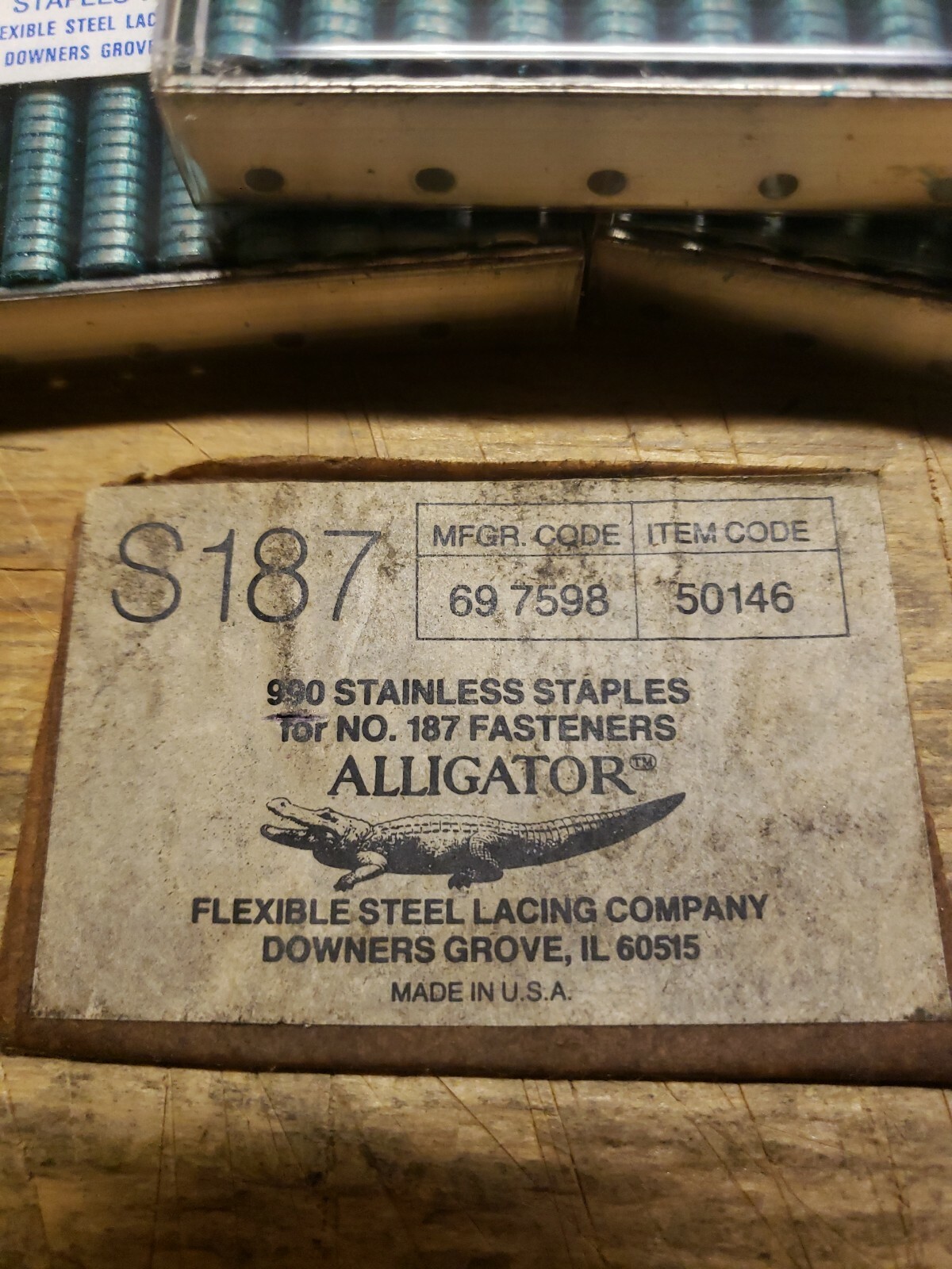 (990)..ALLIGATOR STAINLESS STAPLES FOR S187 FASTENERS 50146…LOT OF 3 BOXES..
