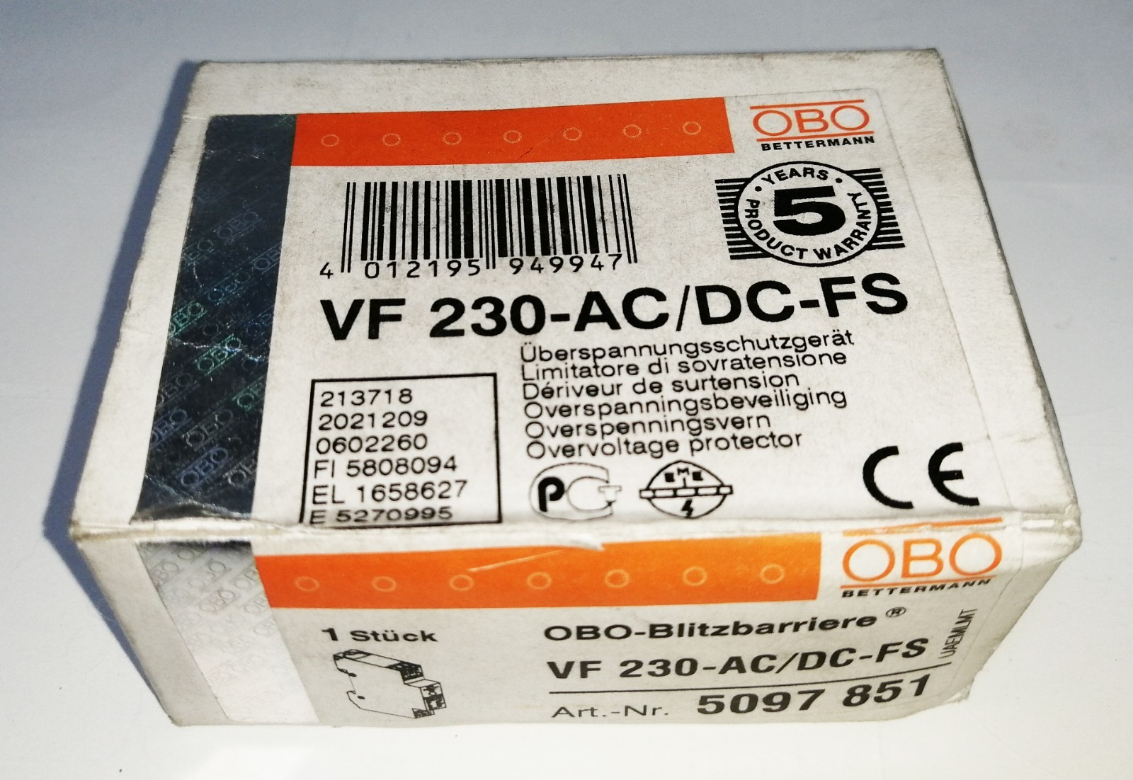 OBO Blitzbarriere VF 230-AC/DC-FS Overvoltage Protector