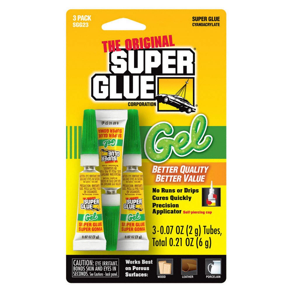 SUPER GLUE SGG23-48 Instant Adhesive,0.07 fl oz,Tube,PK3 3EHR1