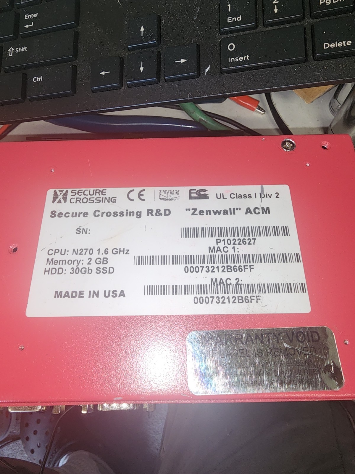 2 SECURE CROSSING COMPUTERS ZENWALL ACM