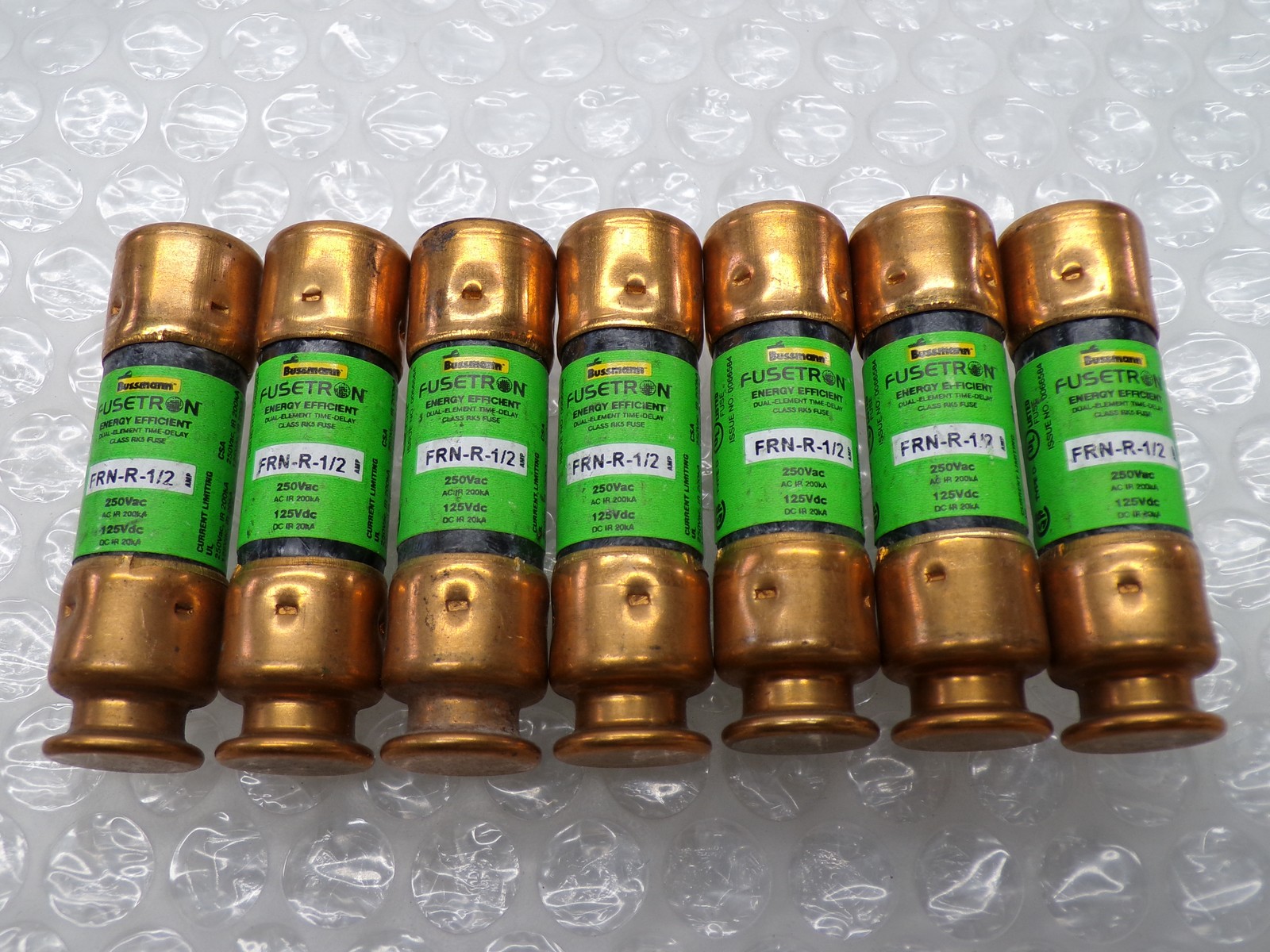 BUSSMANN FRN-R-1/2 FUSE GREEN LOT OF 7 NSNP