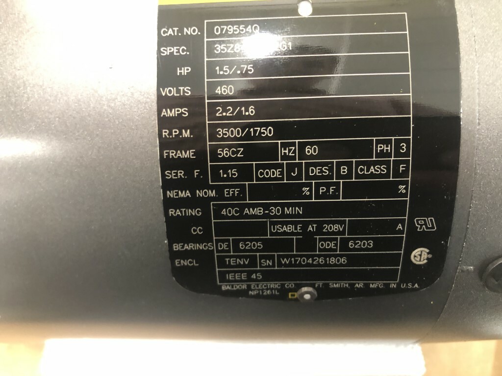 Baldor Reliance 35Z848R062G1 079554Q 1.5 HP Motor