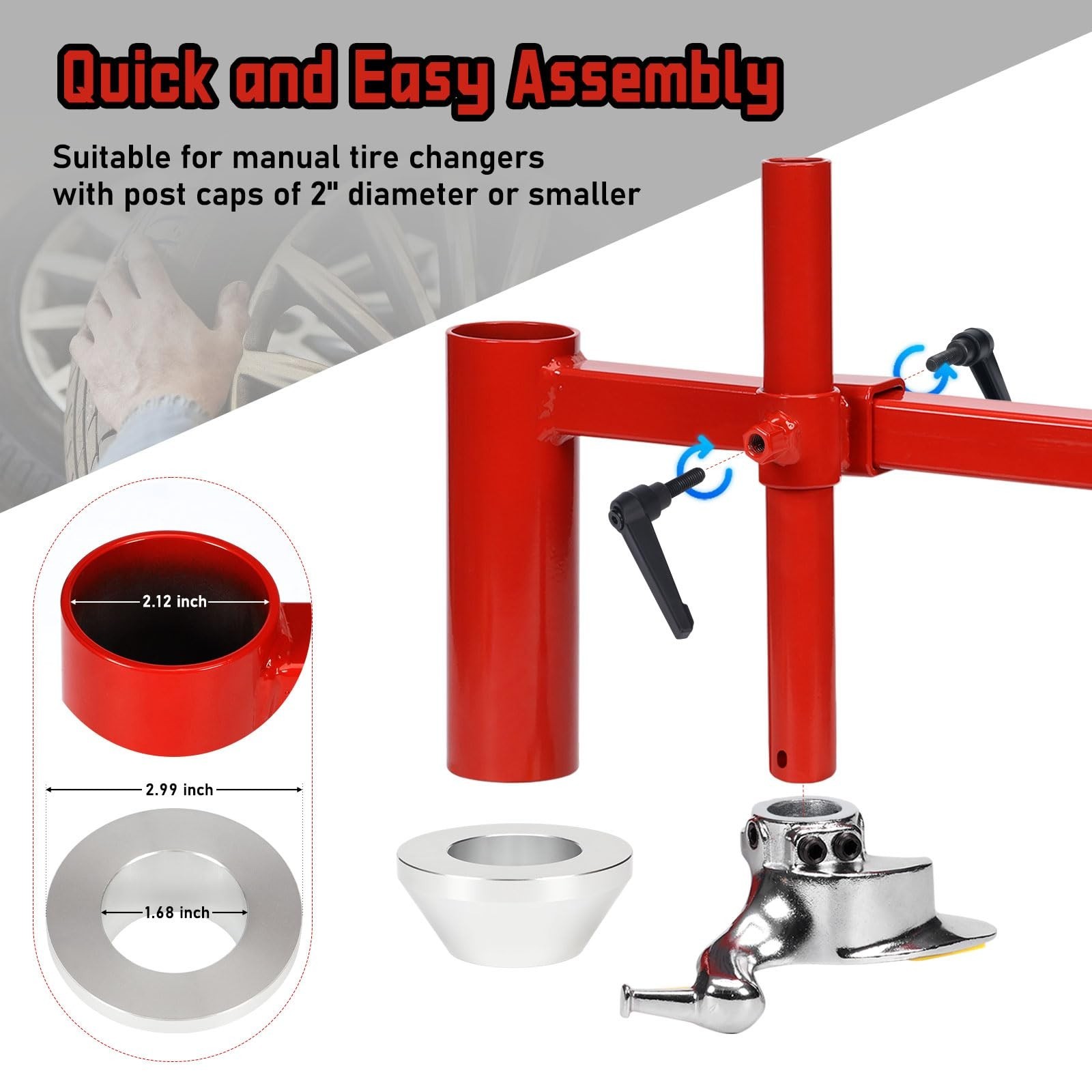 Upgraded Manual Tire Changer Duck Head Kit with Centering Cone, Cast Steel Du…