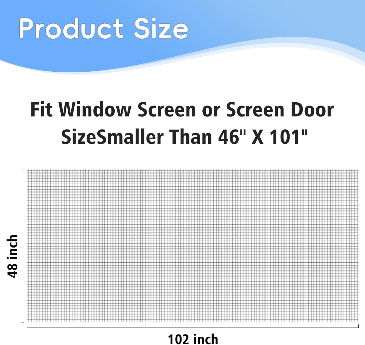 48″x102″ Windows Screen Mesh,Fiberglass Window Mesh, Door Black