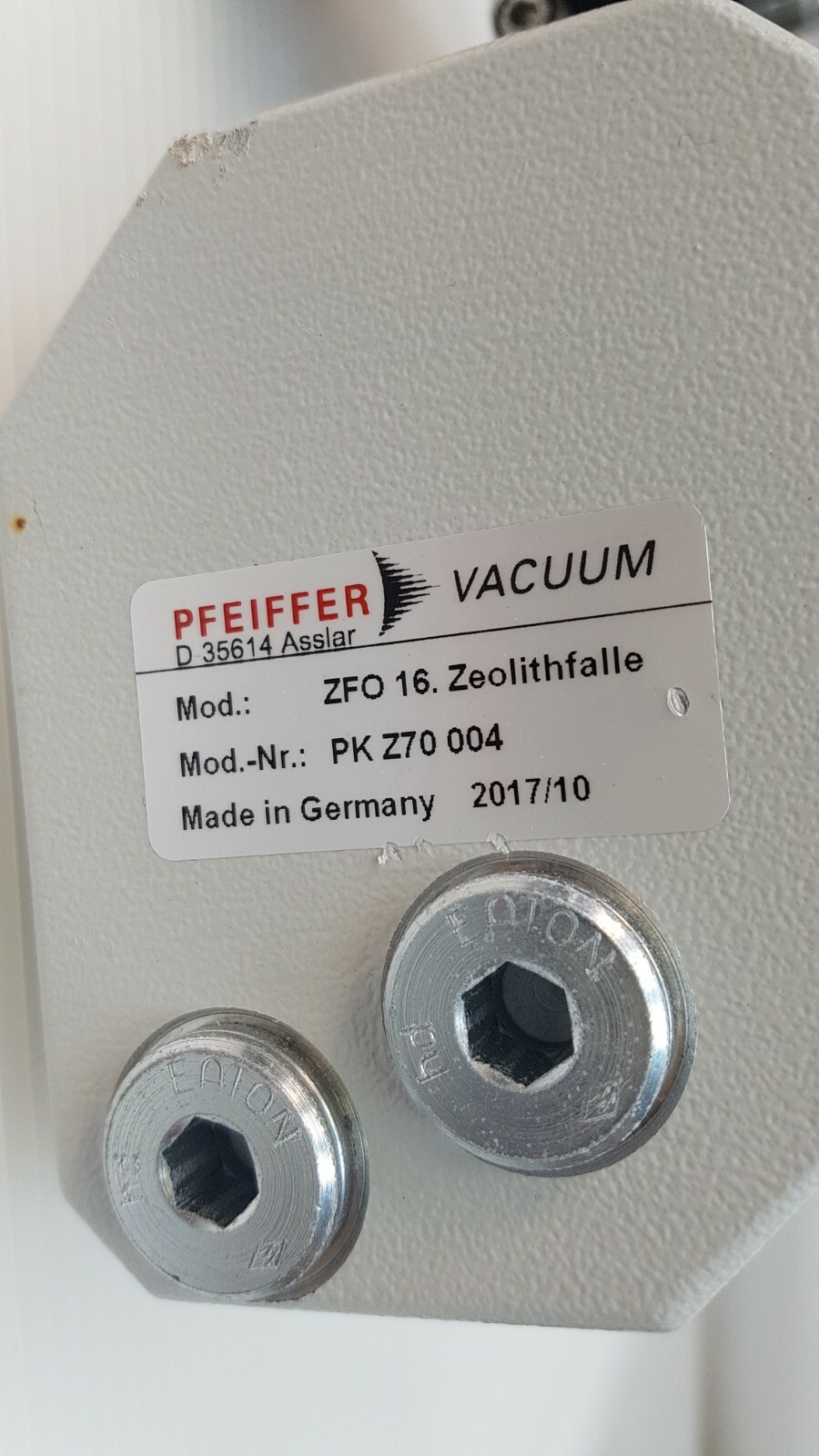 PFEIFFER VACUUM ZFO 16, PK Z70 004, PKZ70004, Oil Mist Eliminator