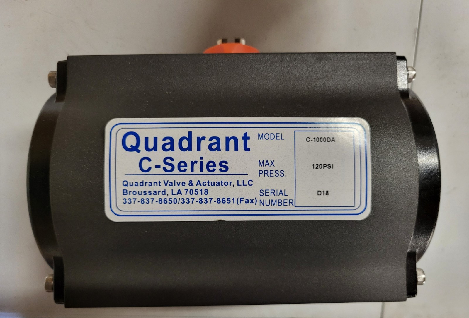 Quadrant C-Series C-1000DA Pneumatic Rack & Pinion Actuator