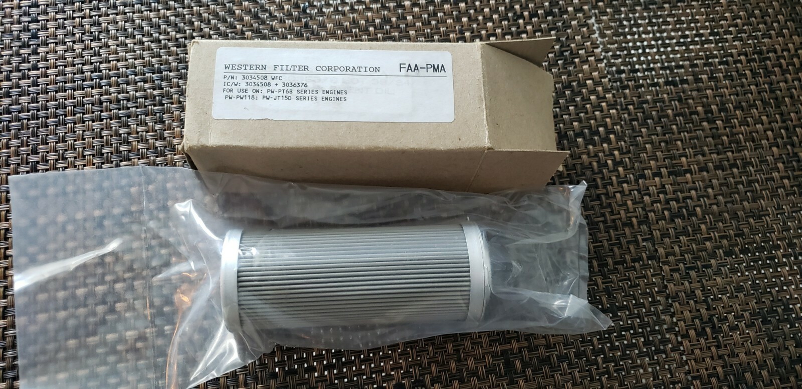 Oil filter element WESTERN FILTER CORPORATION – FAA-PMA P/N: 3034508 WFC