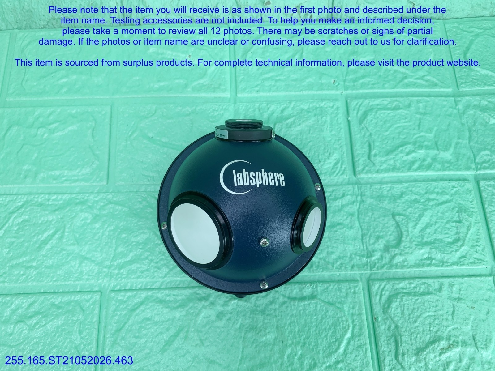 Newport 819M-B-11-1.0 819D Sphere Labsphere Light part as in photos, sn:9220.DHL
