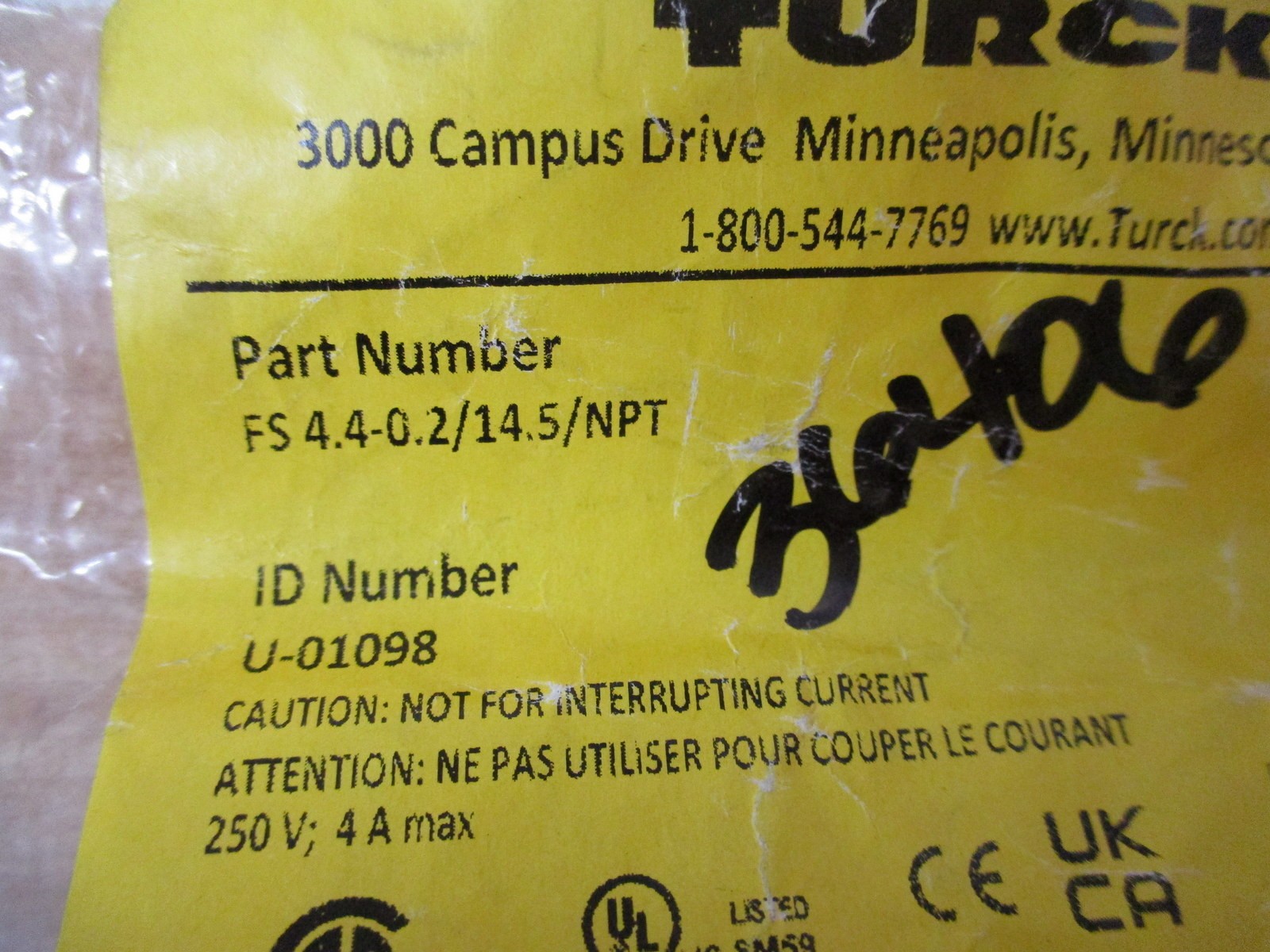 Turck FS 4.4-0.2/14.5/NPT Single Ended Receptacle U-01098