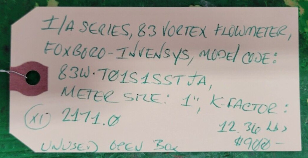 ⚡FOXBORO I/A SERIES 83 VORTEX 1″ FLOWMETER PESSCO IS OFFERING 1 G100723-4 🗽