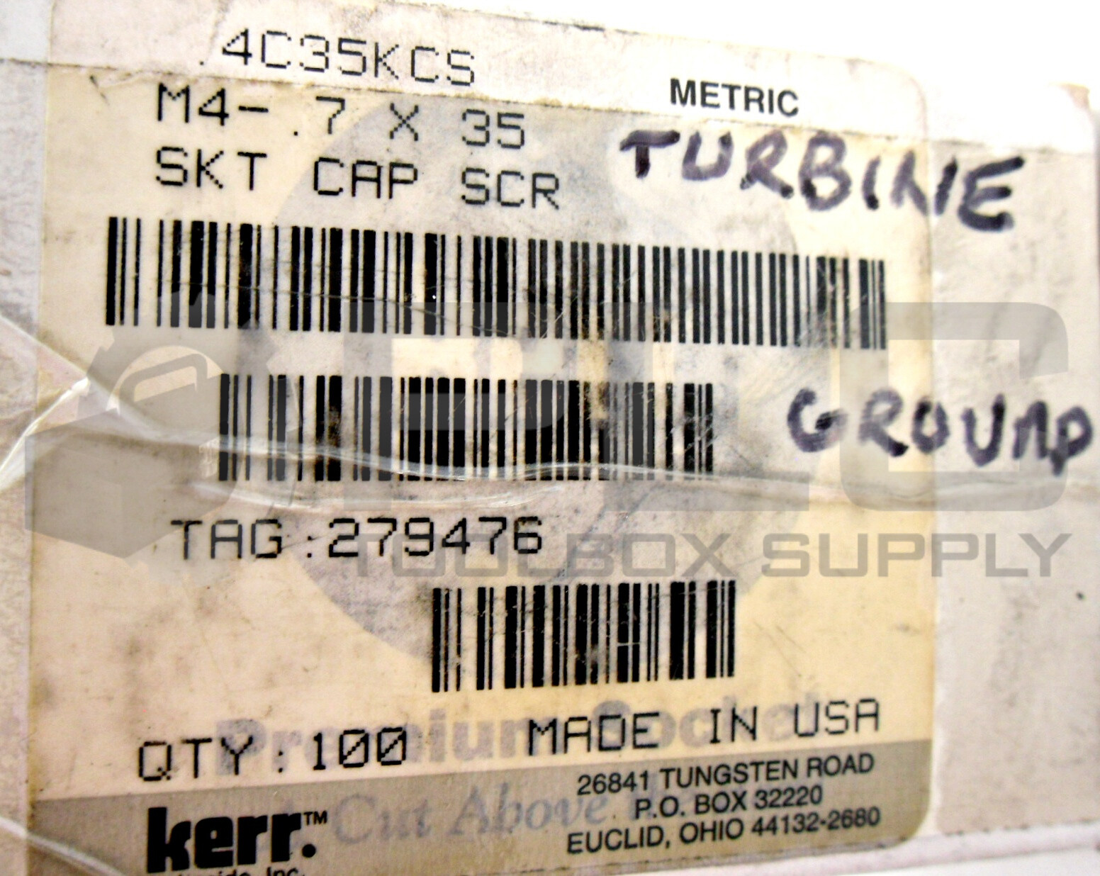 BOX OF 100 NEW KERR M4-7 X 35 CAP SCREWS