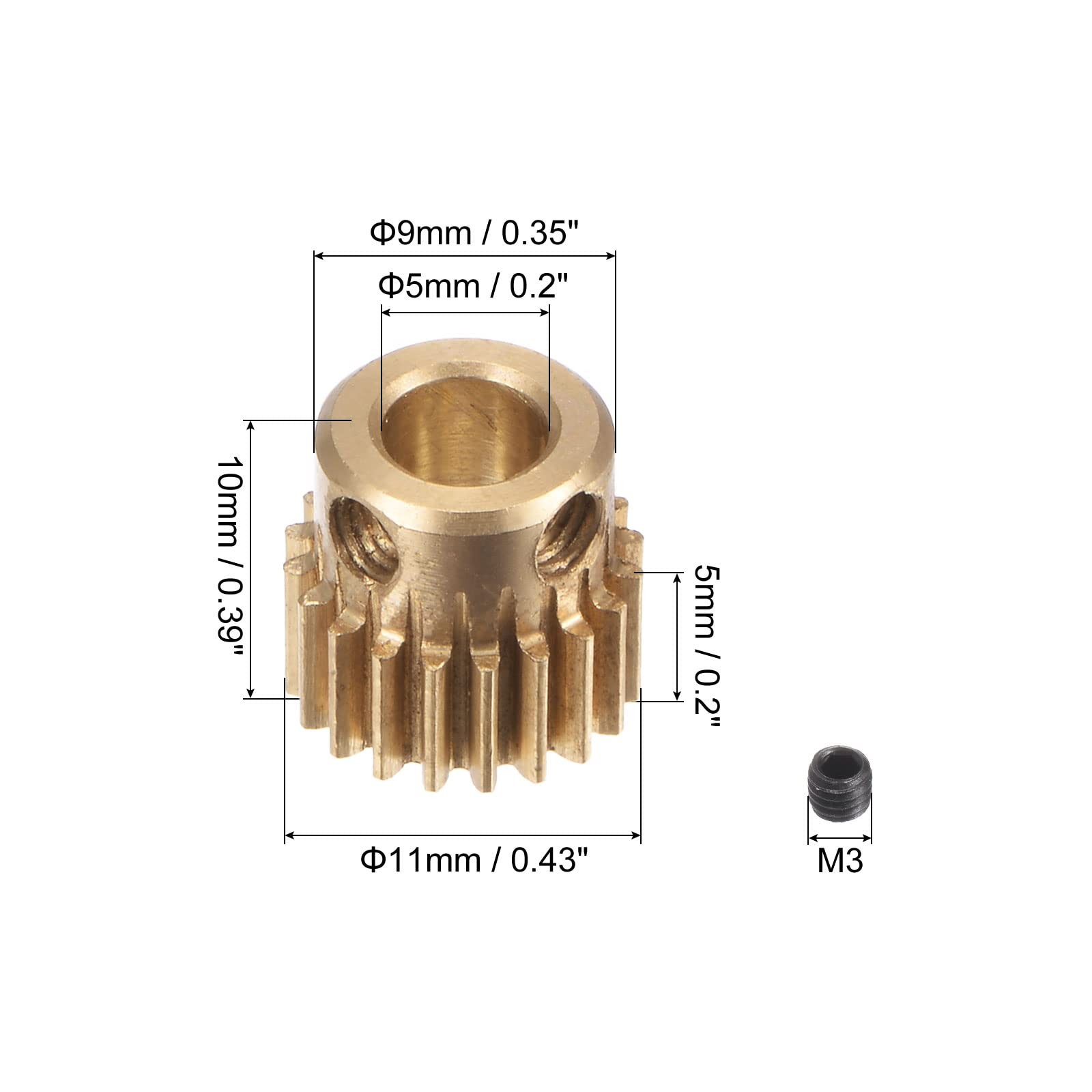 uxcell Pinion Gear Set Brass Motor Rack Straight Spur Gear with Step 0.5 Mod …