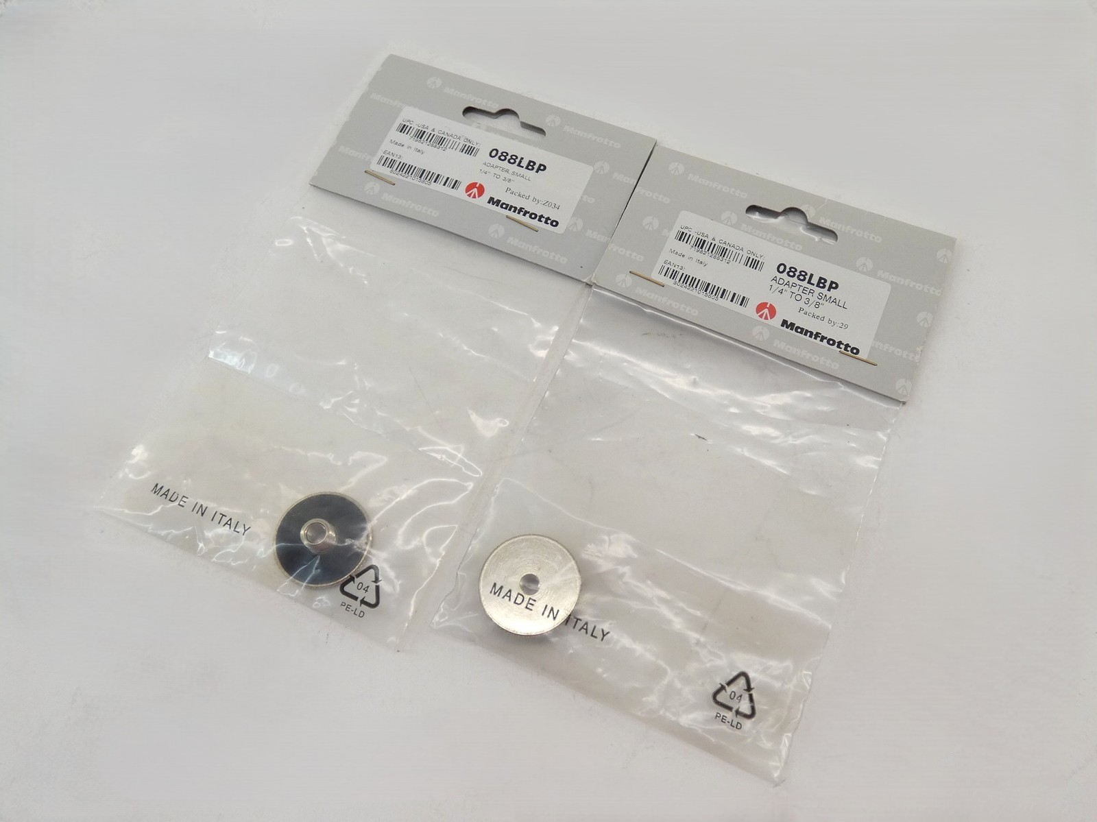 *Lot of 2* Manfrotto 088LBP 1/4″ Female to 3/8″ Male Adapter Small – NEW Surp…