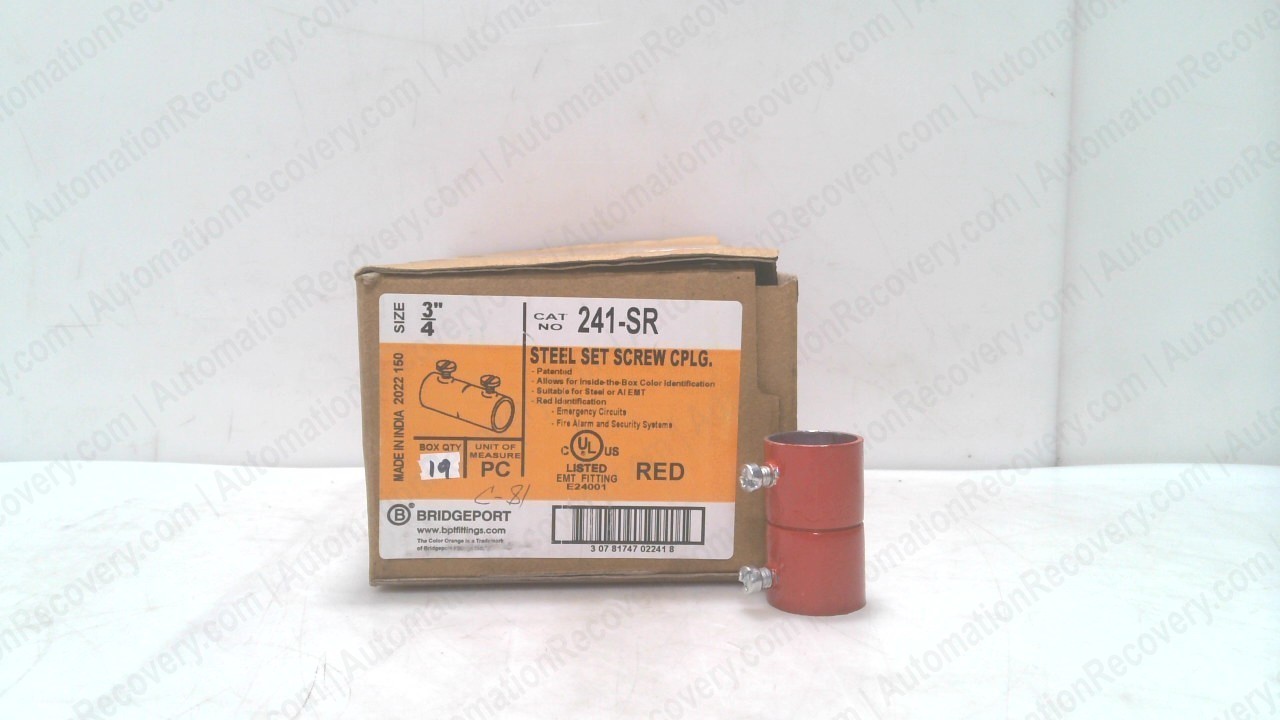 BRIDGEPORT 241-SR 3/4″ RED SET SCREW EMT COUPLING BOX OF 19 #350163
