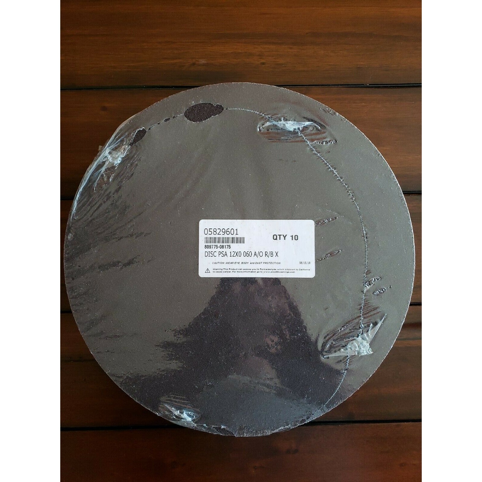 12″ Diam, 60 Grit Aluminum Oxide Adhesive PSA Disc (10 Pieces Box) Part#05829601