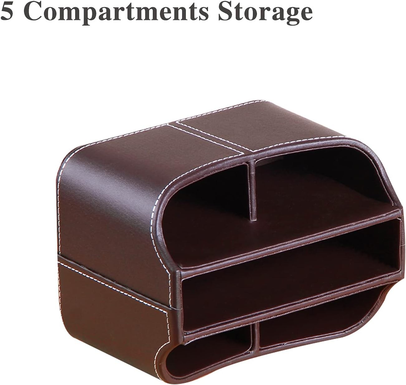 YAPISHI Leather Remote Control Holder, 360 Degree Spinning Desk TV 3# Brown