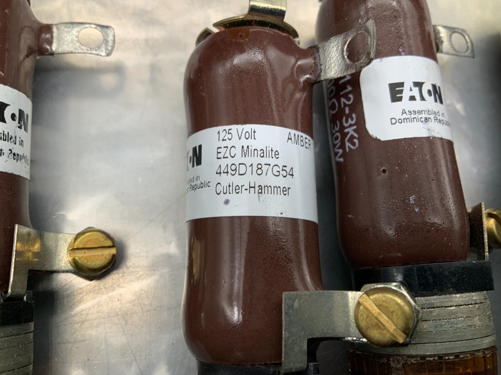 (5) Eaton 449D187G54 EZC Minalite Indicating Light 125 volt Amber