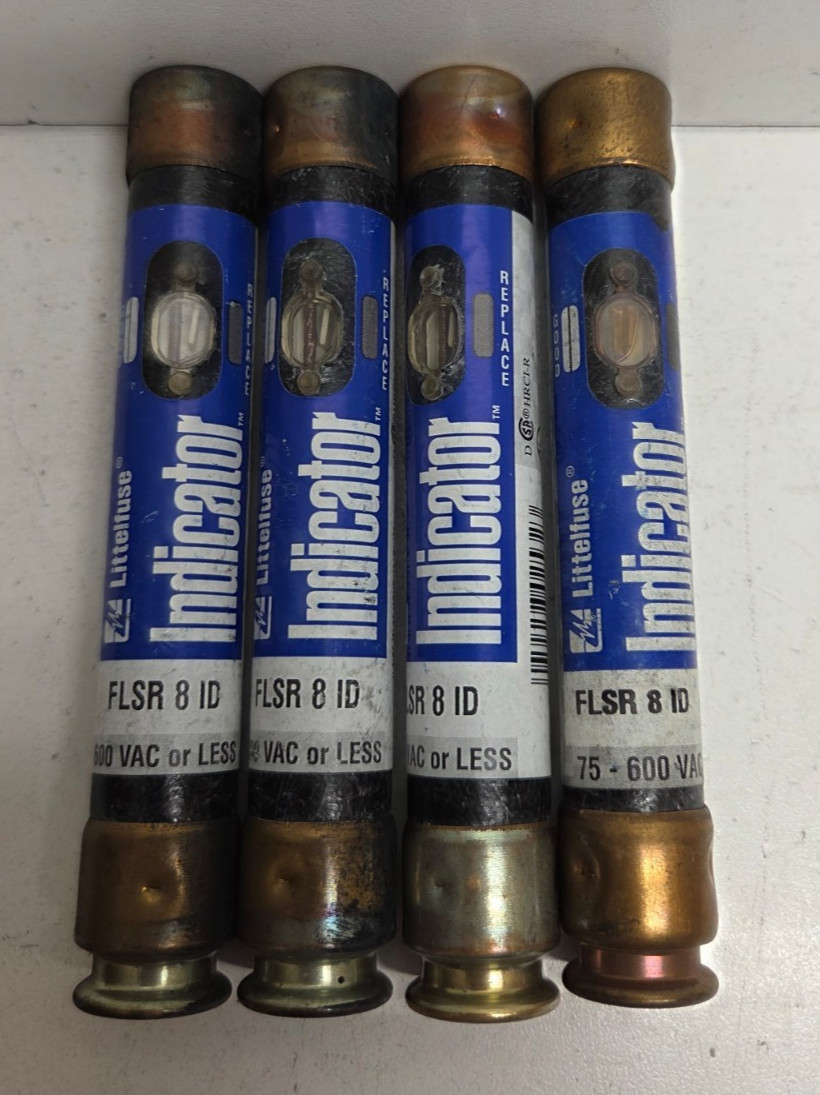 LOT OF 4 NEW NO BOX! LITTELFUSE 8A 600V RK5 INDICATOR FUSES FLSR-8-ID