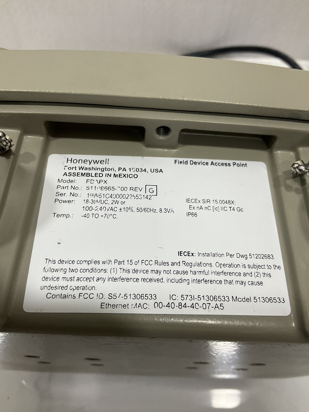 Honeywell FDAPX , Field Device Access Point , 51198665-800 REV : G