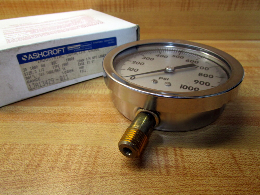 Ashcroft 35 1009 AW 02L Pressure Gauge 351009AW02L Range:0-1000 PSI