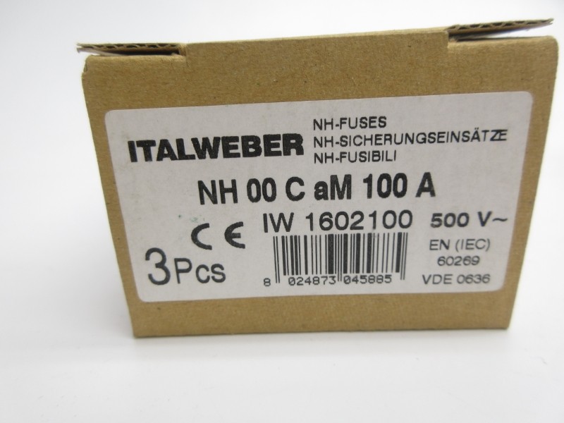 ITALWEBER 1602100 NH00C 500V 100A (PKG OF 3) NSMP