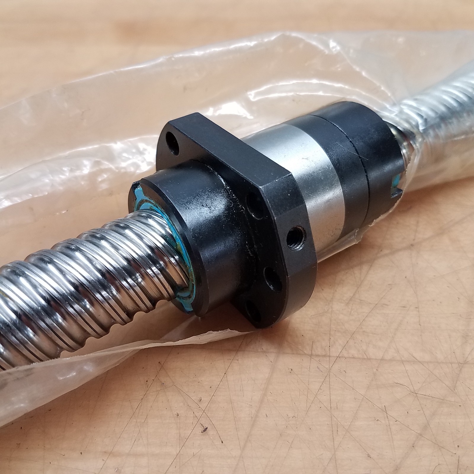 HIWIN S089434-1 014 Ball Screw Gear W/ ~1098mm Spindle, Nut Dia. 40mm,71.5mm L