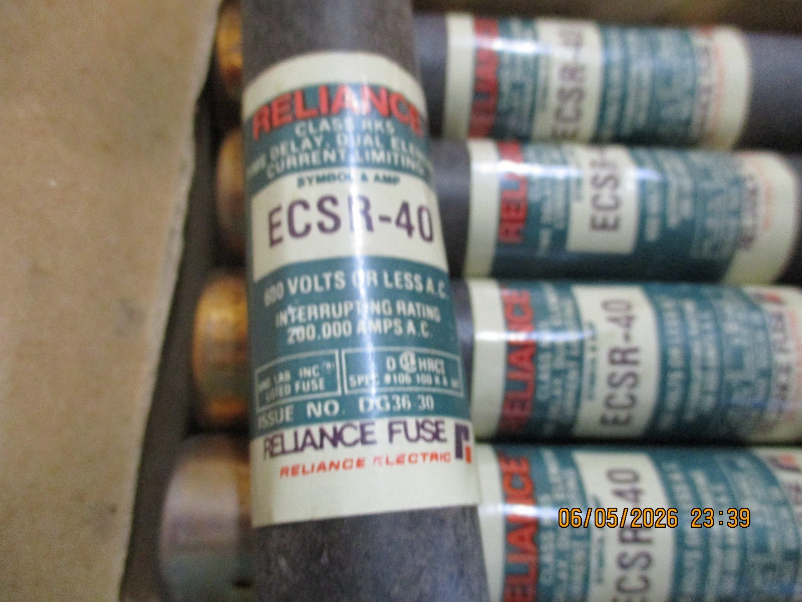 NEW Reliance Time Delay Current Limiting Dual Element RK5 Fuse ECSR40 600V 40A