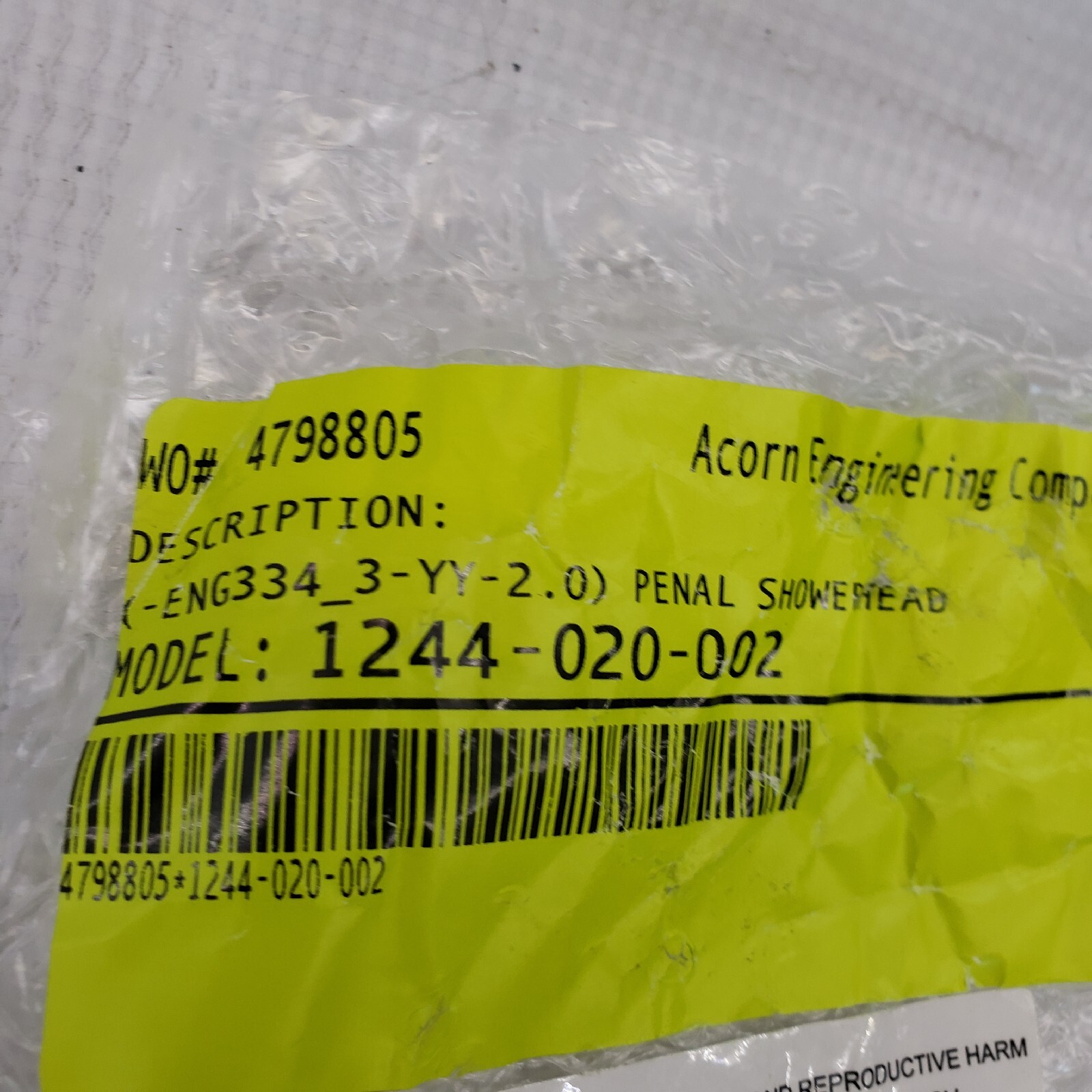 Acorn 1244-020-002 Showerhead Assembly, Penal shower head