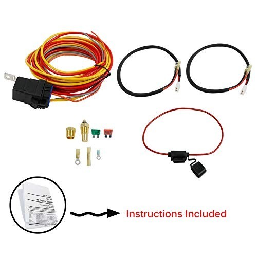 Electric Cooling Fan Wiring Kit 185/165°F Thermostat Switch 40/50A Relay 12V