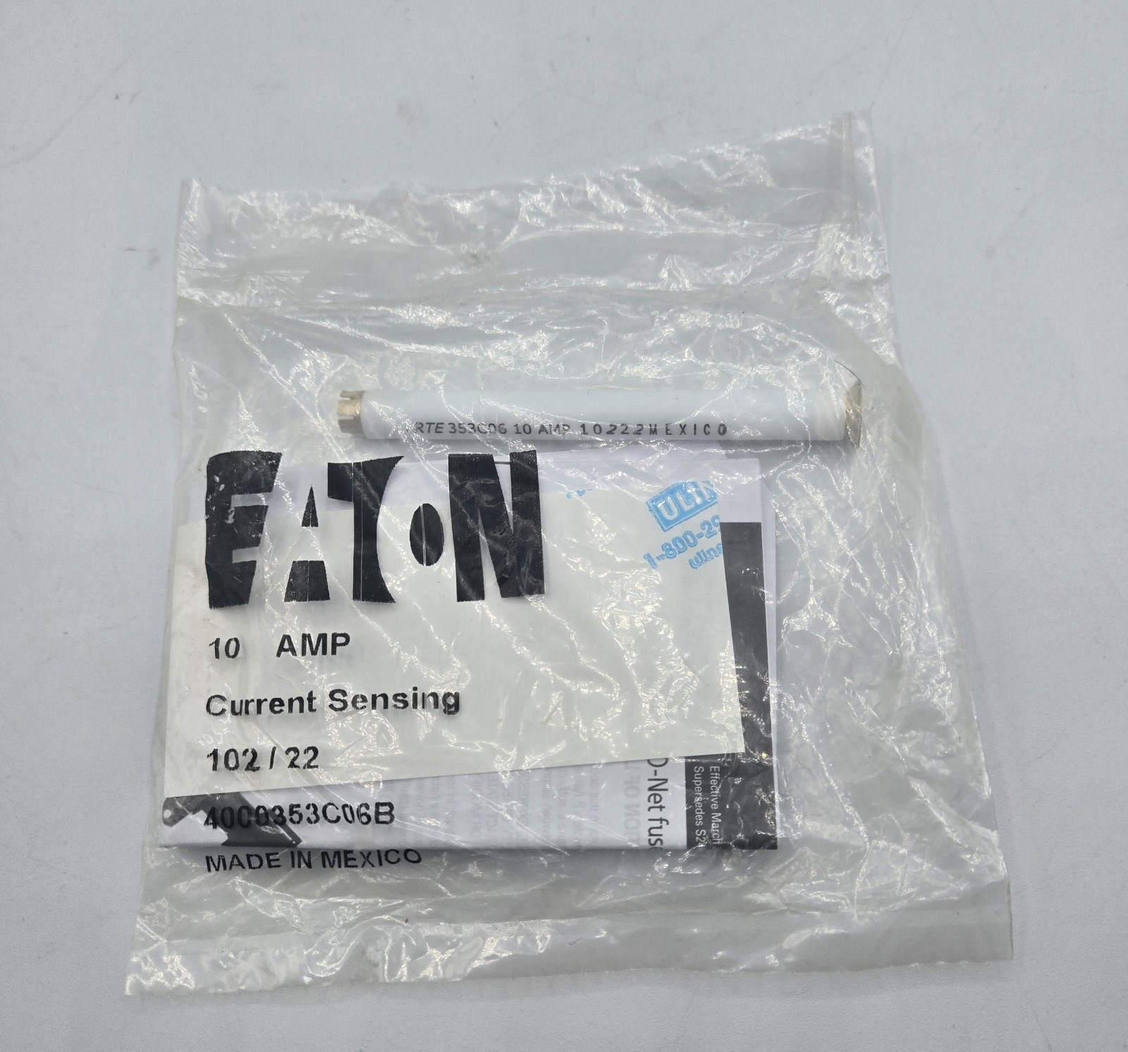 EATON 4000353C06B 10AMP BAY-O-NET CURRENT SENSING FUSE