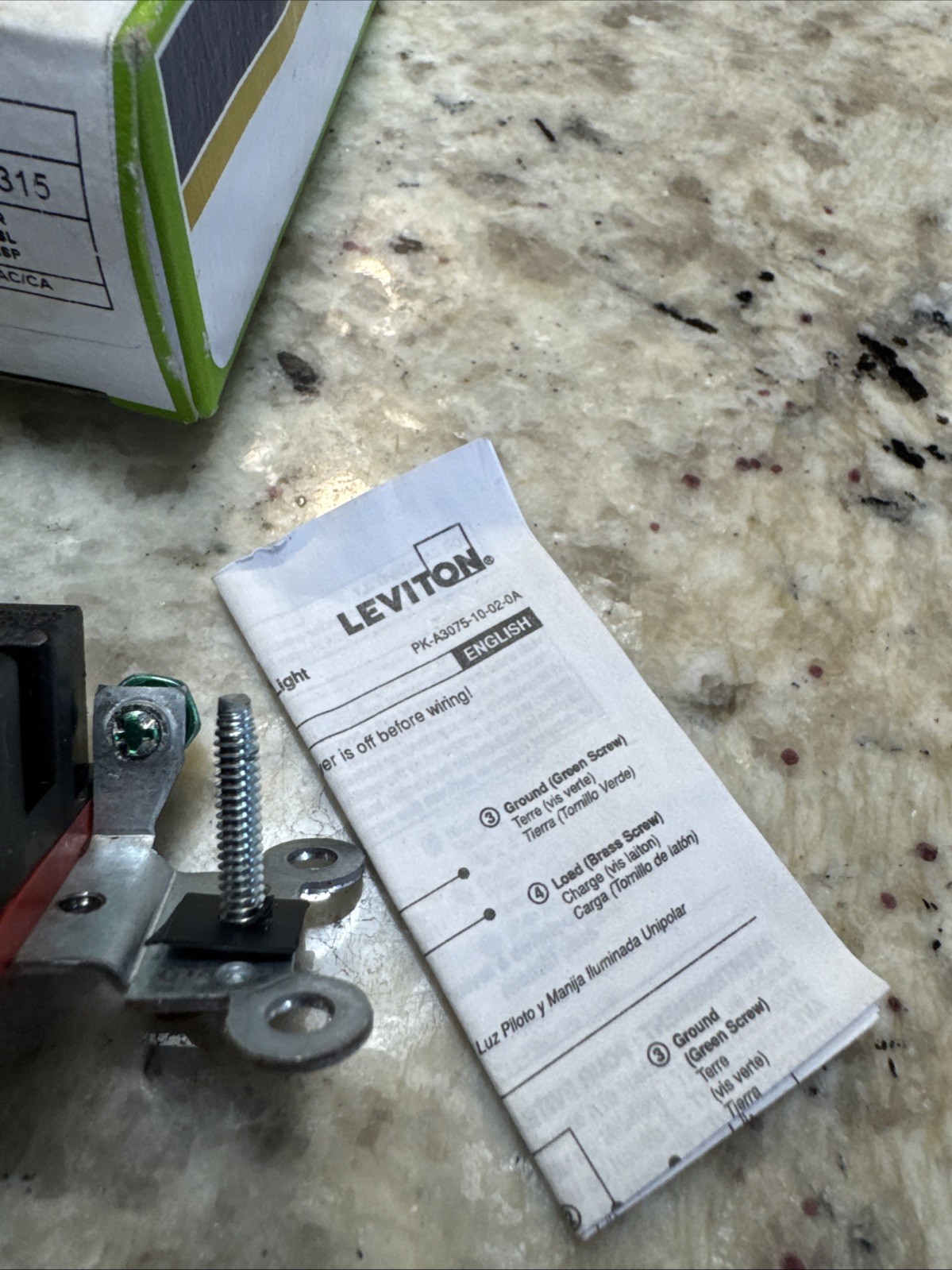 Leviton 1221-PLC AC Quiet Toggle Switch 120 VAC 20 Amp 1 Pole