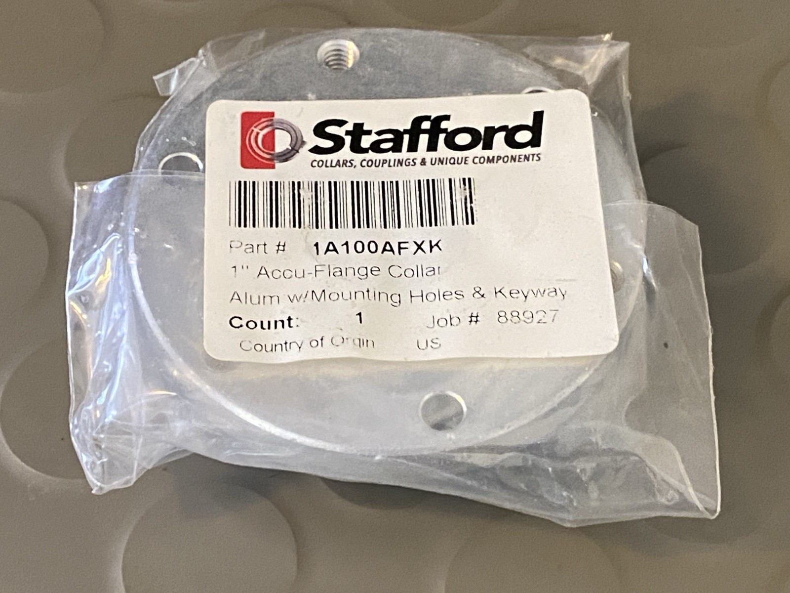 STAFFORD 1A100AFXK, 1″ Accu-Flange Collar, Shaft Mounting Collar, Aluminum