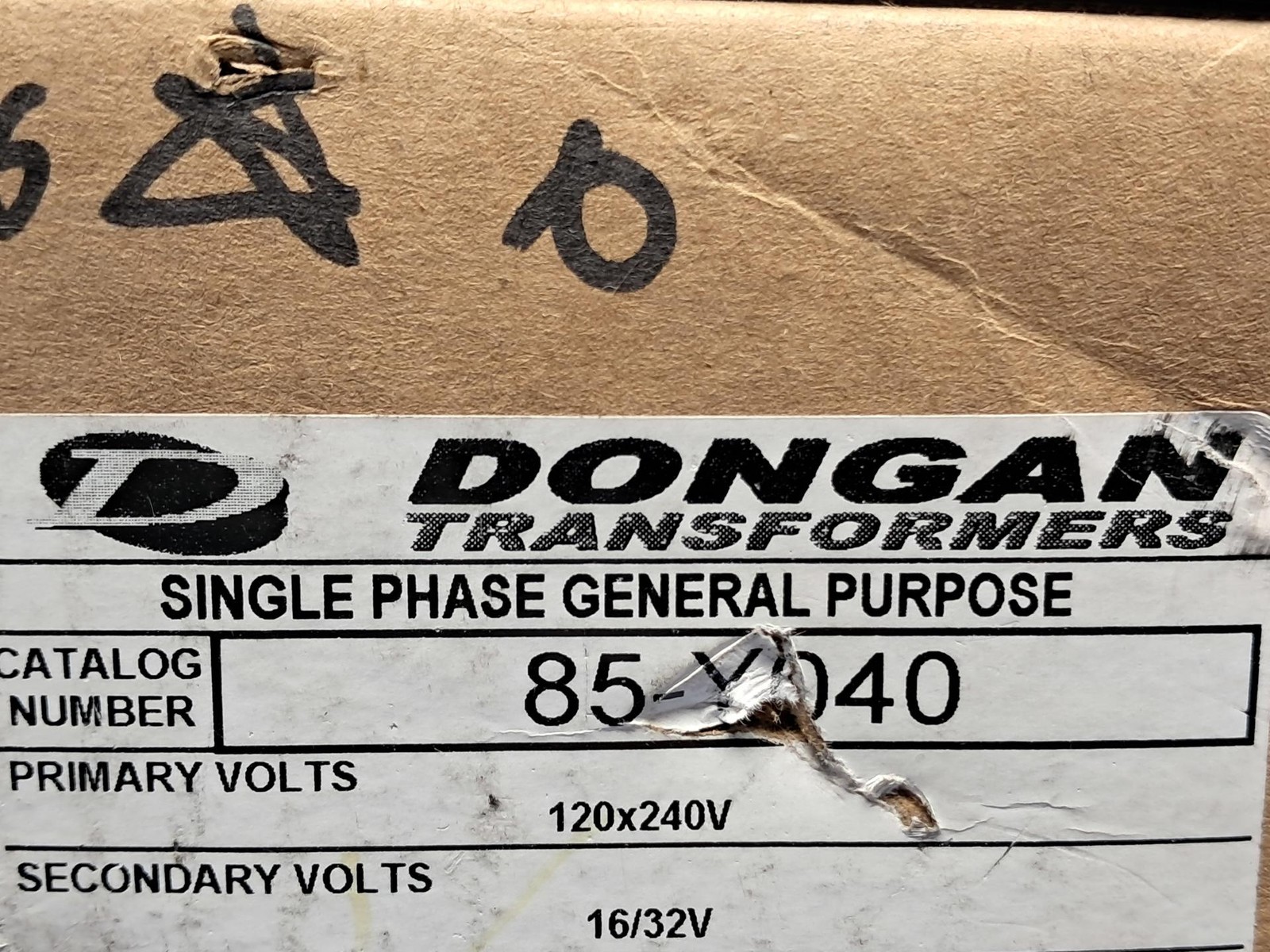 Dongan 85-Y040 1.5KVA 1PH Buck Boost Transformer HV 120X240V LV 16/32 – NEW
