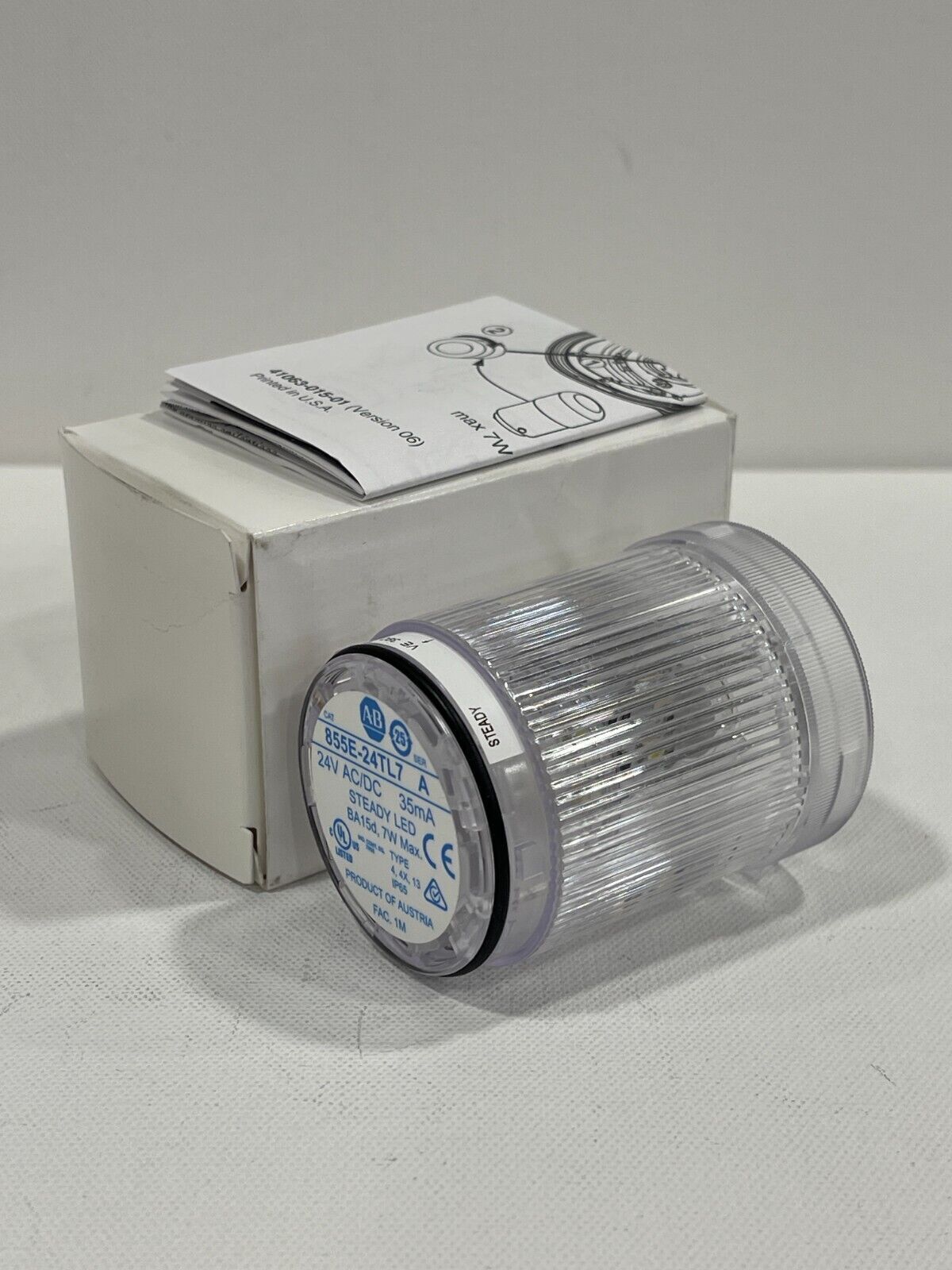 New! Allen Bradley 855E-24TL7 Clear Steady LED 24V AC/DC Free Shipping!