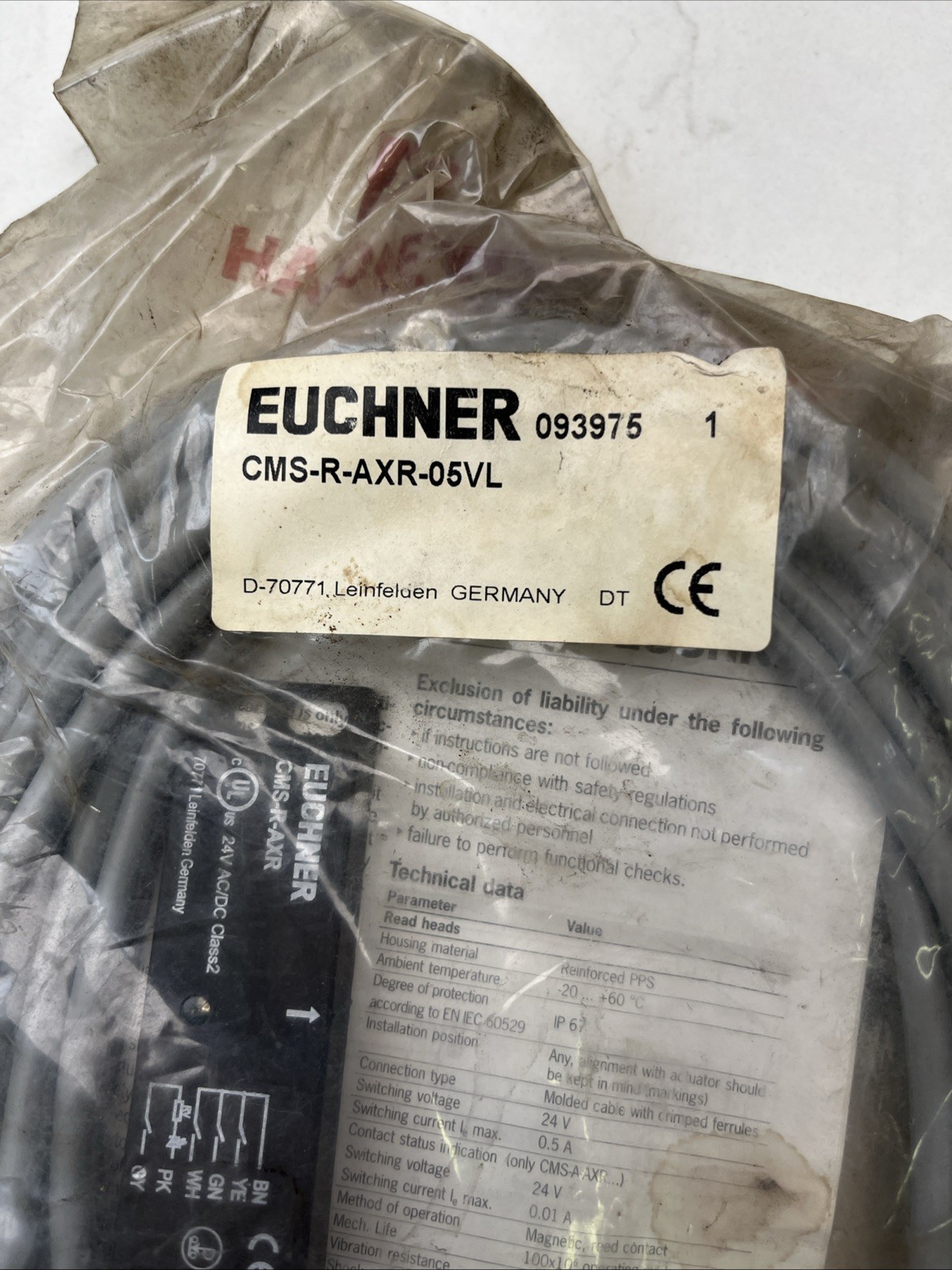 Euchner CMS-R-AXR-05VL 24V AC/DC Class 2