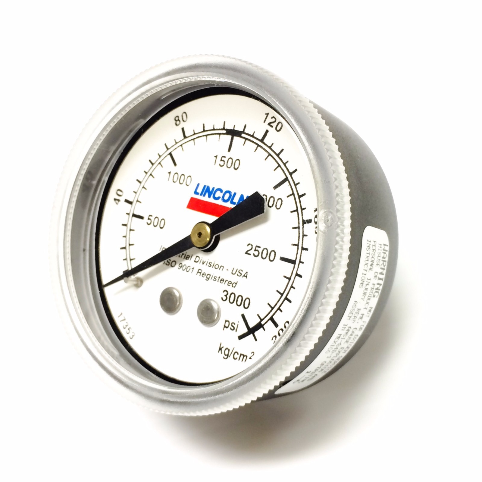 J5478M-001 Lincoln Pressure Gauge 2.5 STD-C, 1/4NPT, 0/3000 Psi, & KG/CM
