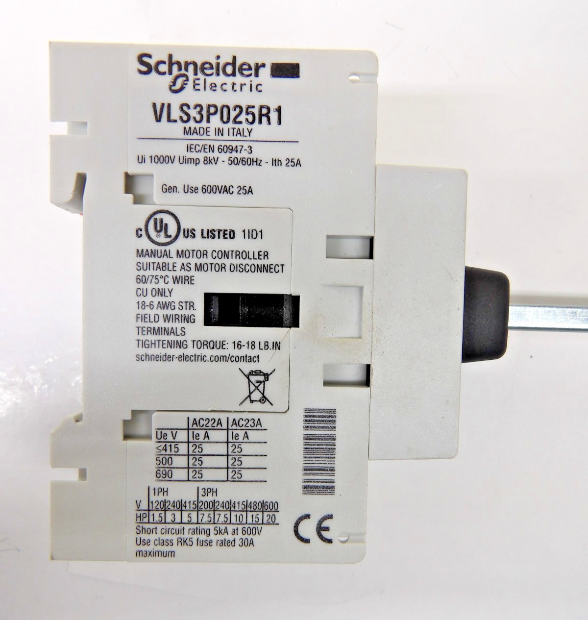 Schneider Electric VLS3P025R1 Disconnect Switch IEC/EN 60947-3