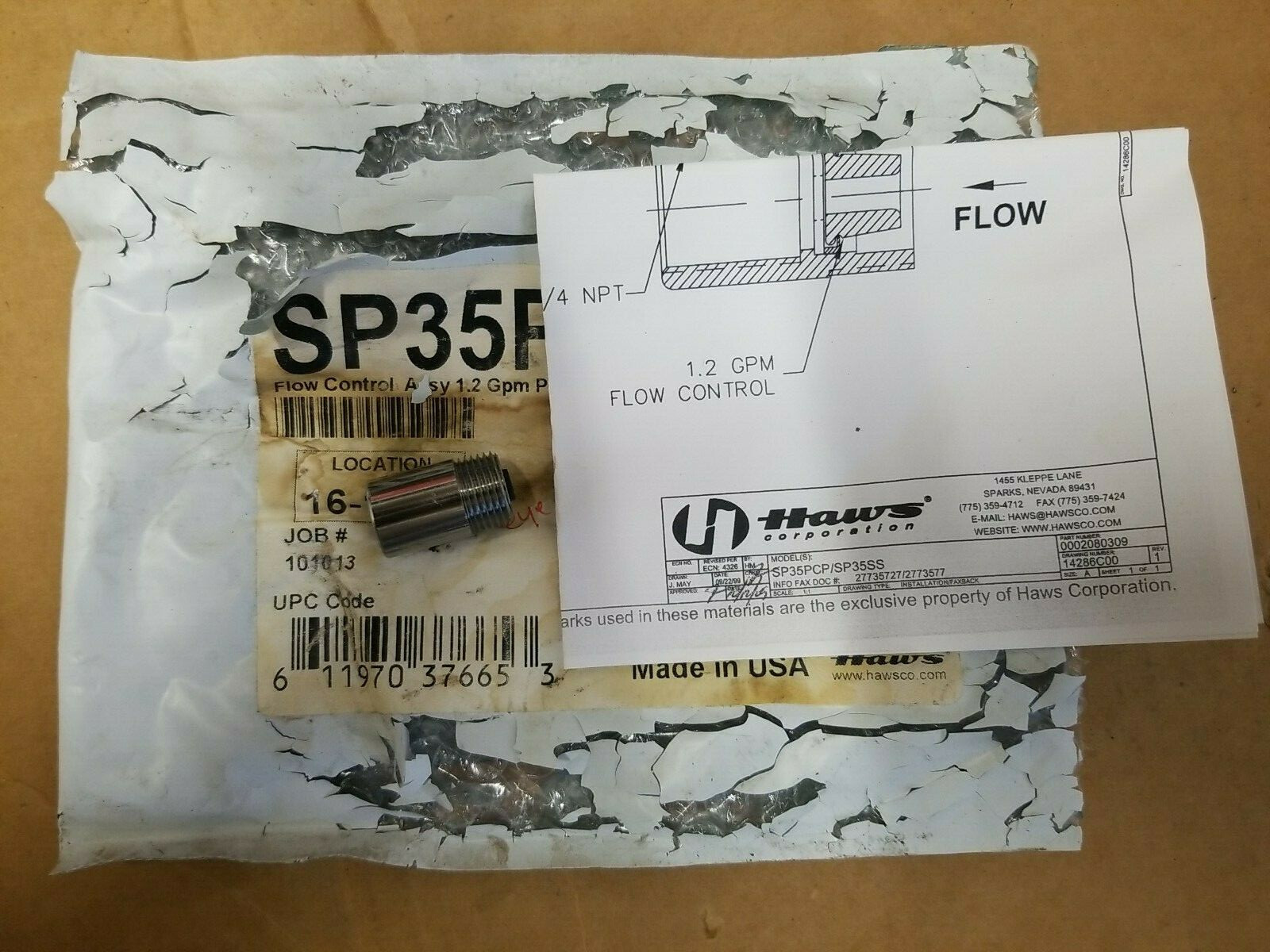 Genuine Haws Flow Control Model SP35PCP (NOS)